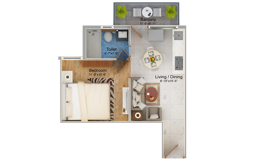 1 BHK Type 1