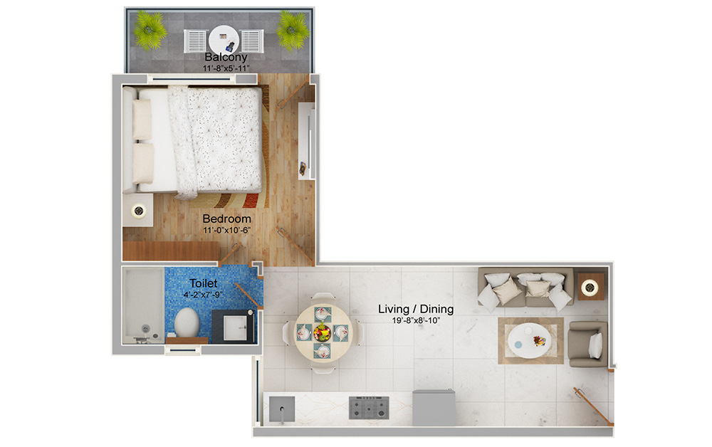 1 BHK Type 2